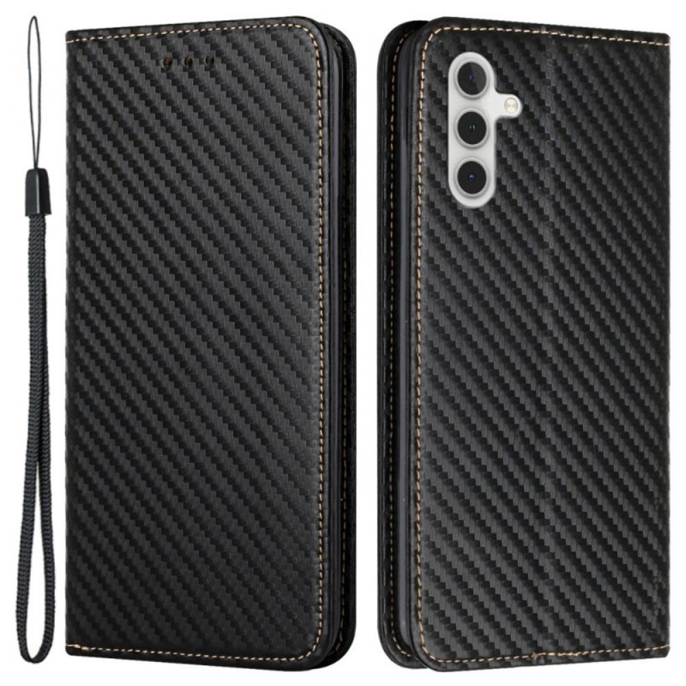 Kožené Pouzdro Folio Samsung Galaxy A15 5g Uhlíkové Vlákno
