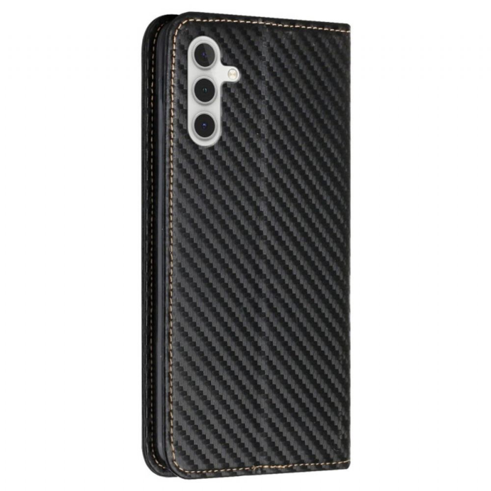 Kožené Pouzdro Folio Samsung Galaxy A15 5g Uhlíkové Vlákno