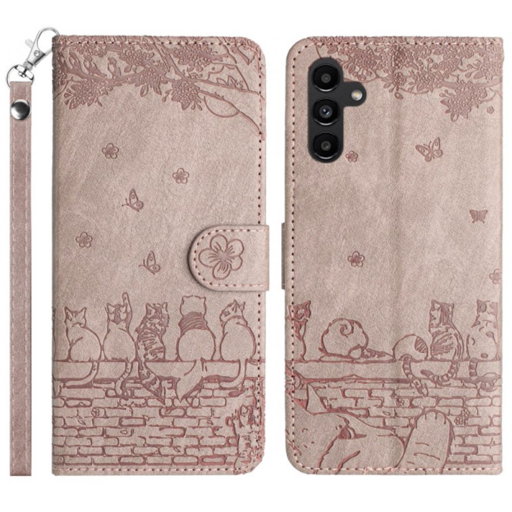 Kožený Kryt Na Samsung Galaxy A15 5g Band Of Thong Cats