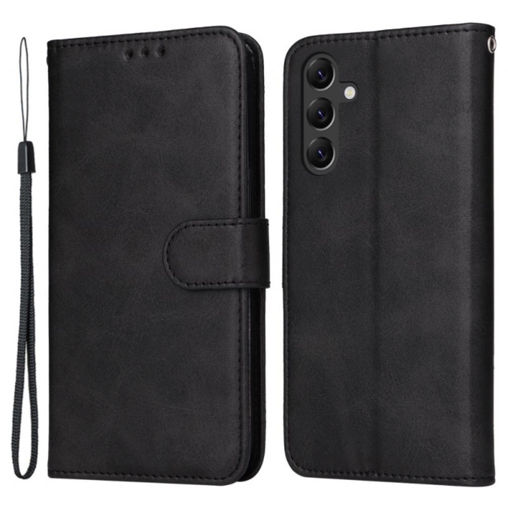 Kožený Kryt Samsung Galaxy A15 5g Klasický Styl S Popruhem