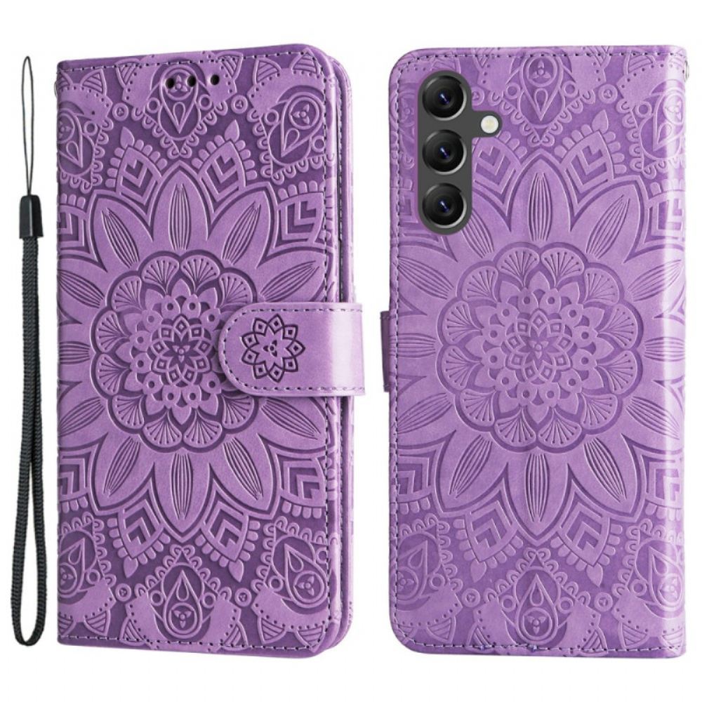 Kožený Kryt Samsung Galaxy A15 5g Mandala Print With Lanyard