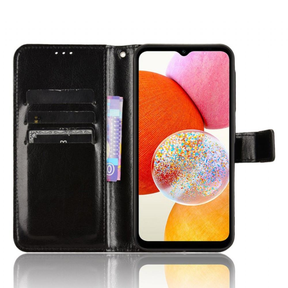 Kožený Kryt Samsung Galaxy A15 5g Okázalá Umělá Kůže S Páskem