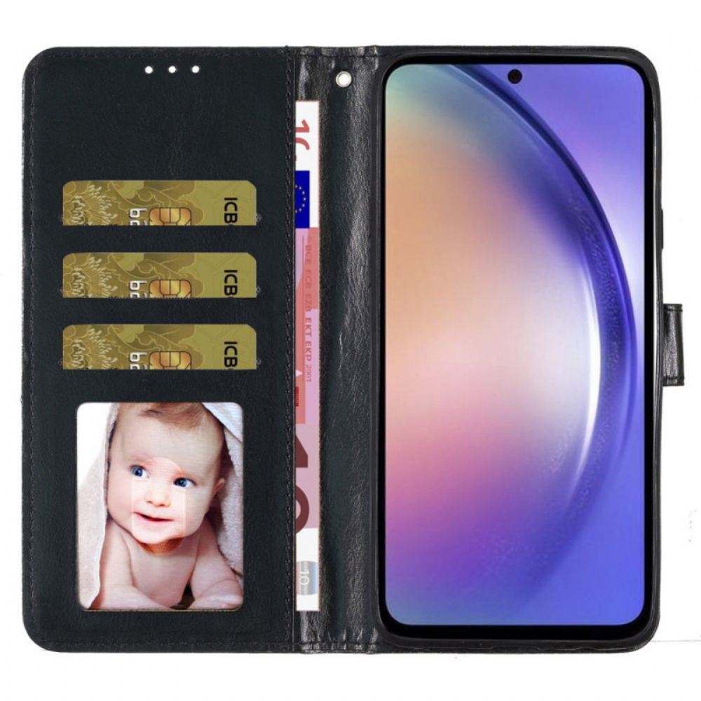 Kožený Kryt Samsung Galaxy A15 5g Páskové Flitry