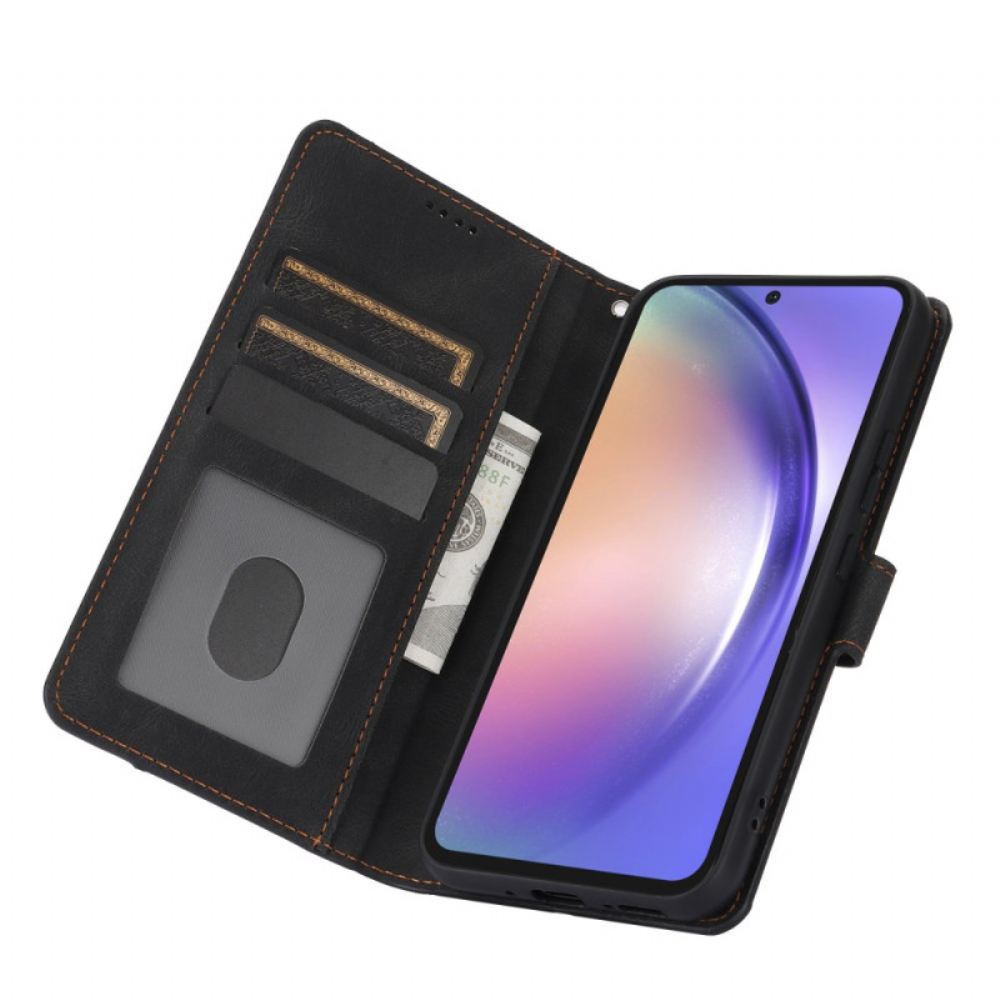 Kožený Kryt Samsung Galaxy A15 5g Semišový Styl S Páskem