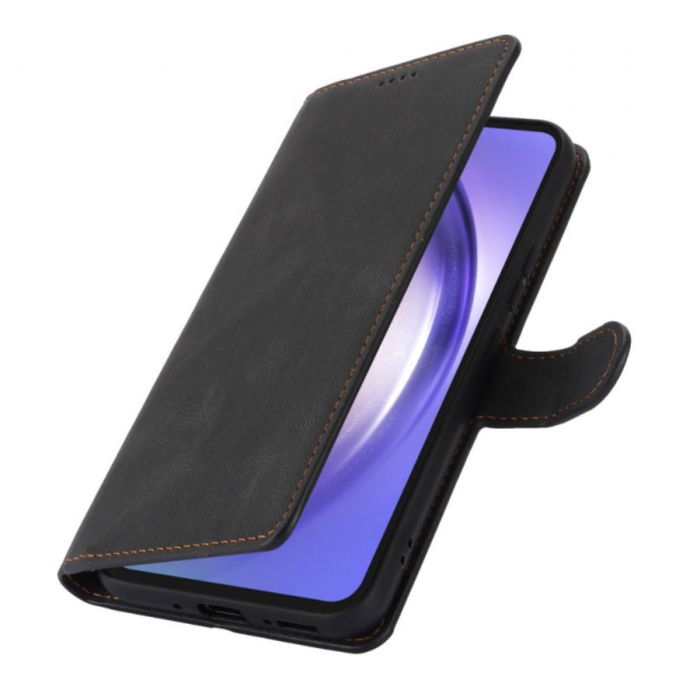 Kožený Kryt Samsung Galaxy A15 5g Semišový Styl S Páskem