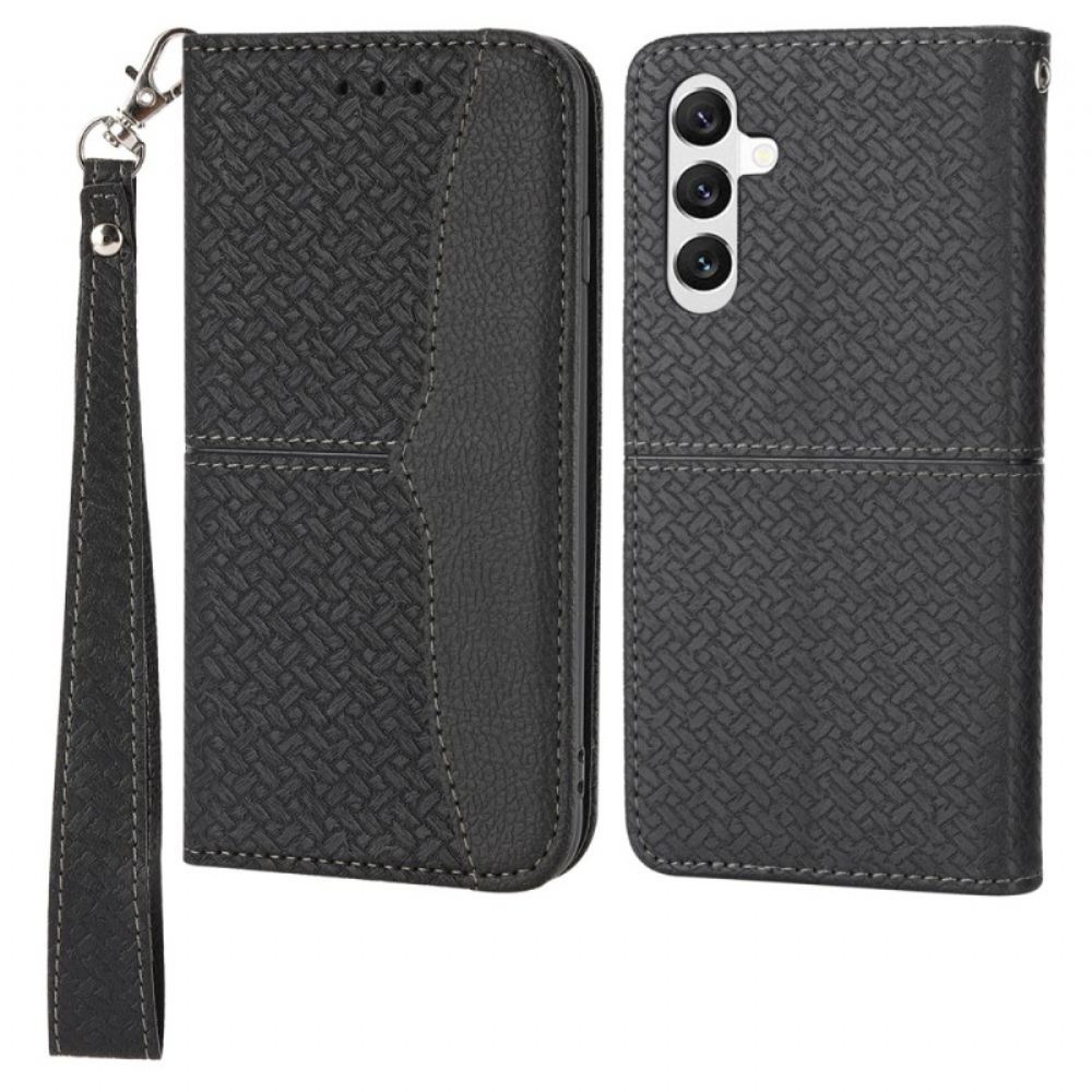 Kožený Kryt Samsung Galaxy A15 5g Strappy Tkaný Design