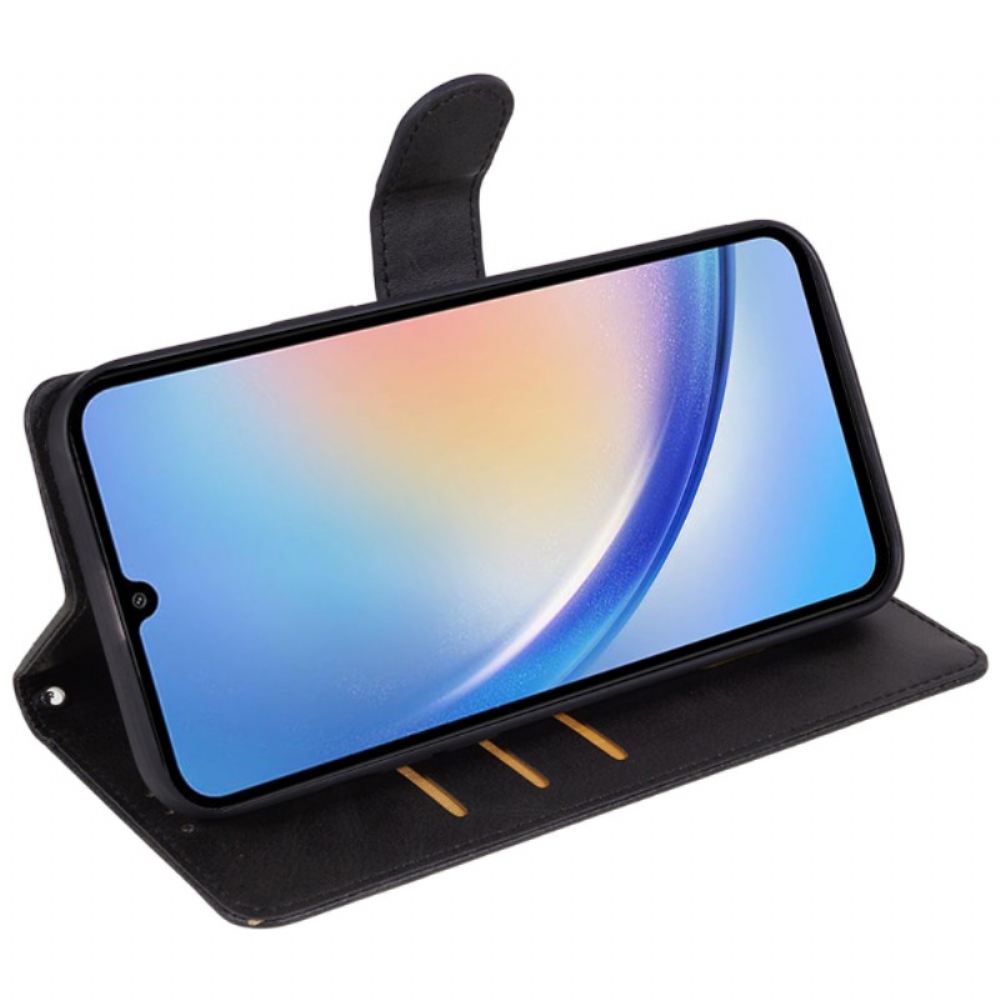 Kožený Kryt Samsung Galaxy A15 5g Styl Z Matné Kůže S Páskem