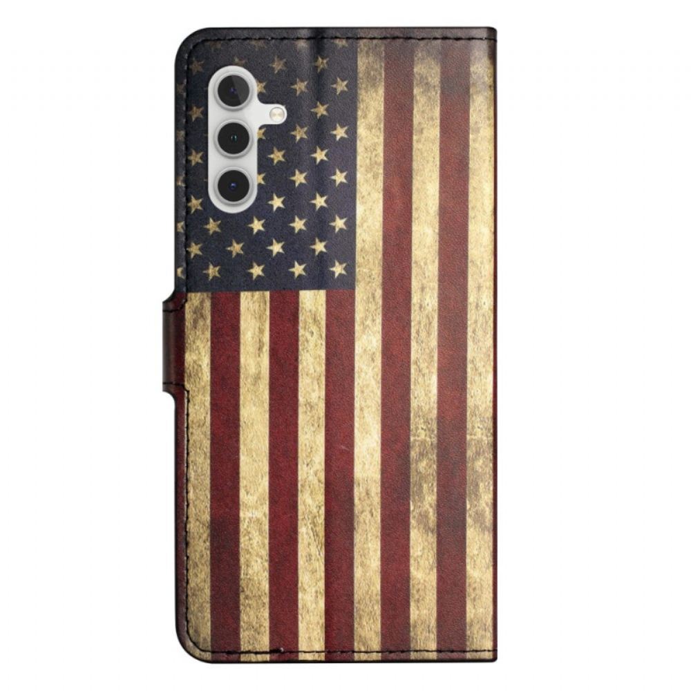 Kožený Kryt Samsung Galaxy A15 5g Vintage Americká Vlajka