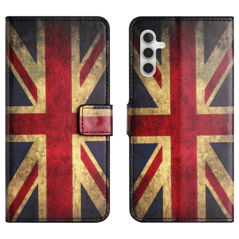 Kožený Kryt Samsung Galaxy A15 5g Vintage Anglická Vlajka