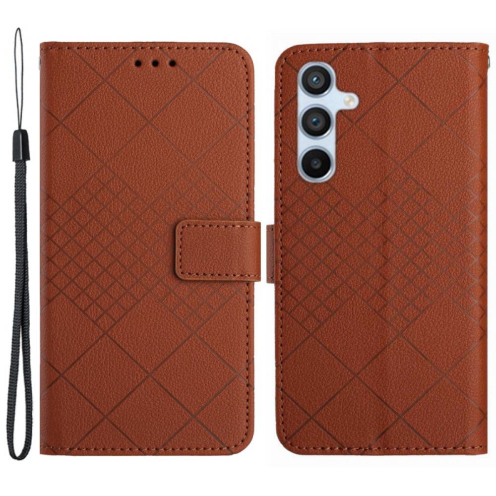 Kožený Kryt Samsung Galaxy A15 5g Vzor Popruhu