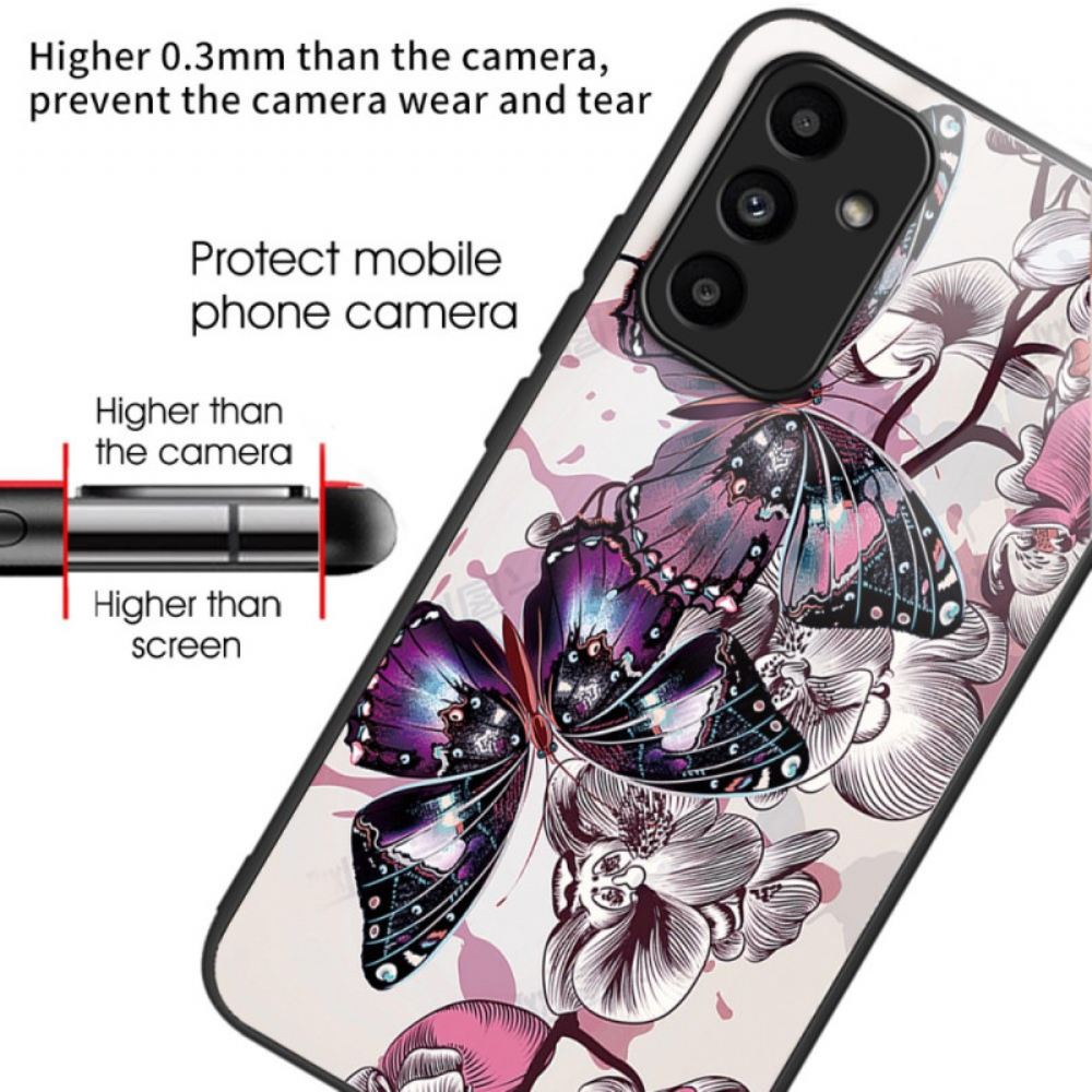 Kryt Samsung Galaxy A15 5g Kryty Na Mobil Fialoví Motýli Z Tvrzeného Skla
