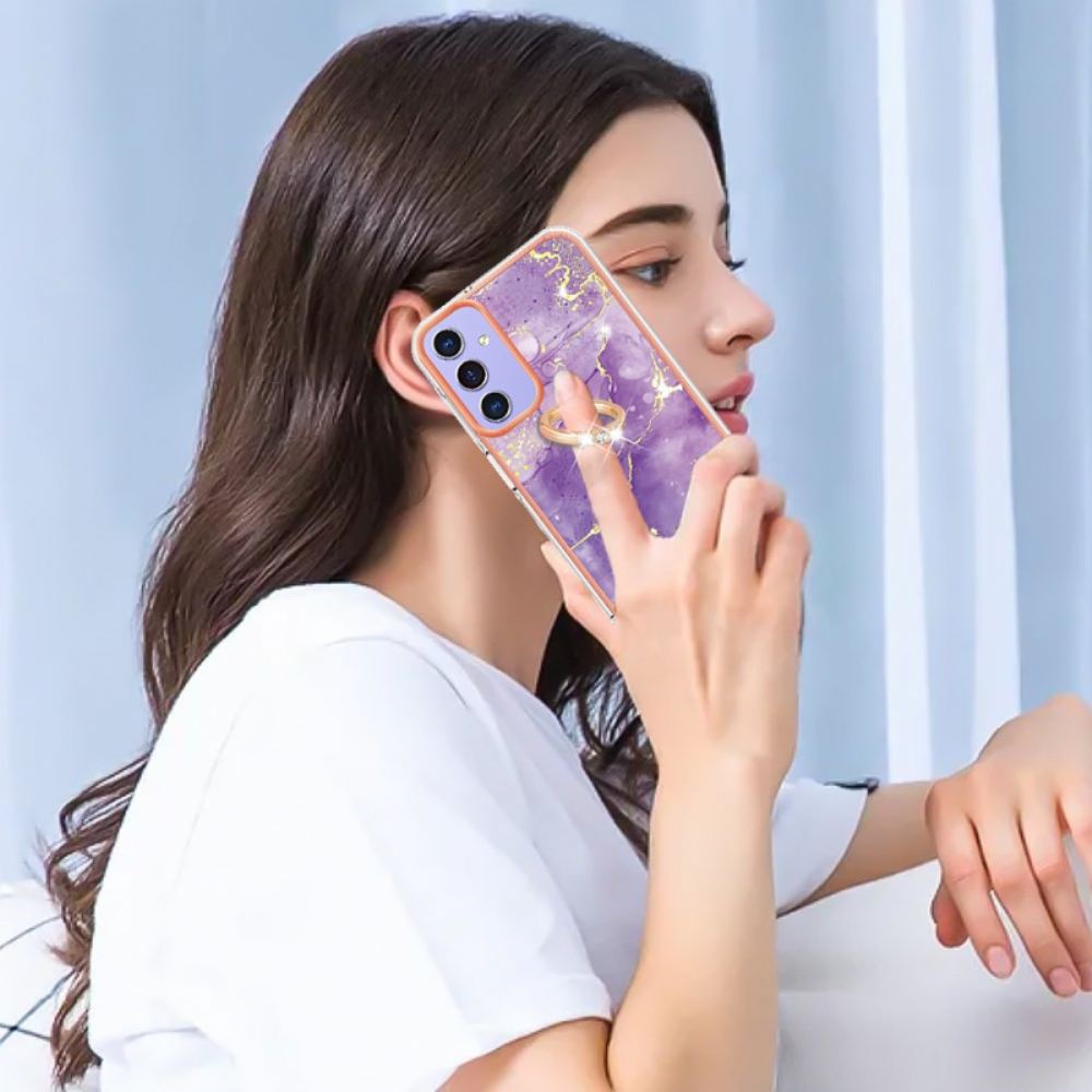 Kryt Samsung Galaxy A15 5g Podpěrný Kroužek Pro Mramorový Efekt