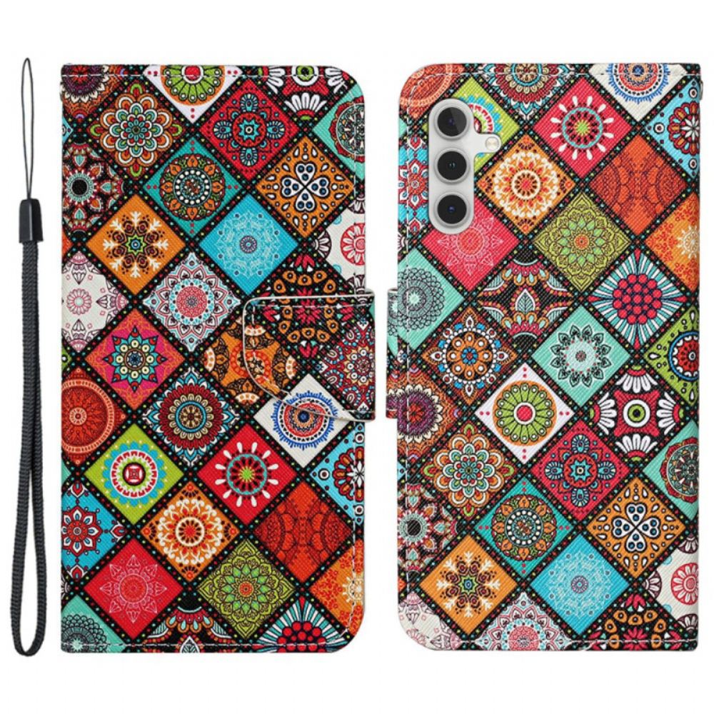 Peněženková Pouzdra Samsung Galaxy A15 5g Kryty Na Mobil Etnický Styl S Popruhem