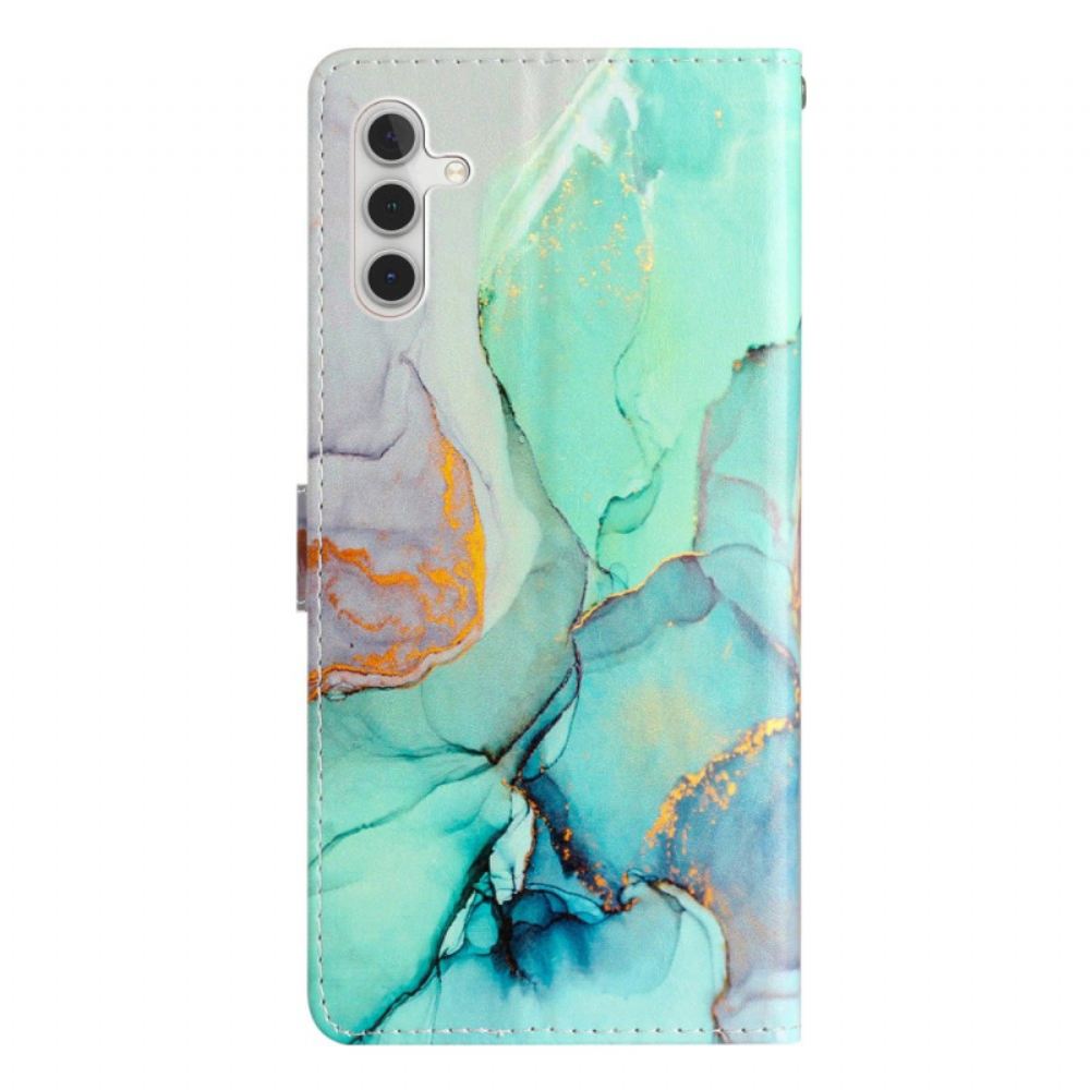 Peněženková Pouzdra Samsung Galaxy A15 5g Kryty Na Mobil Zelený Mramor S Popruhem