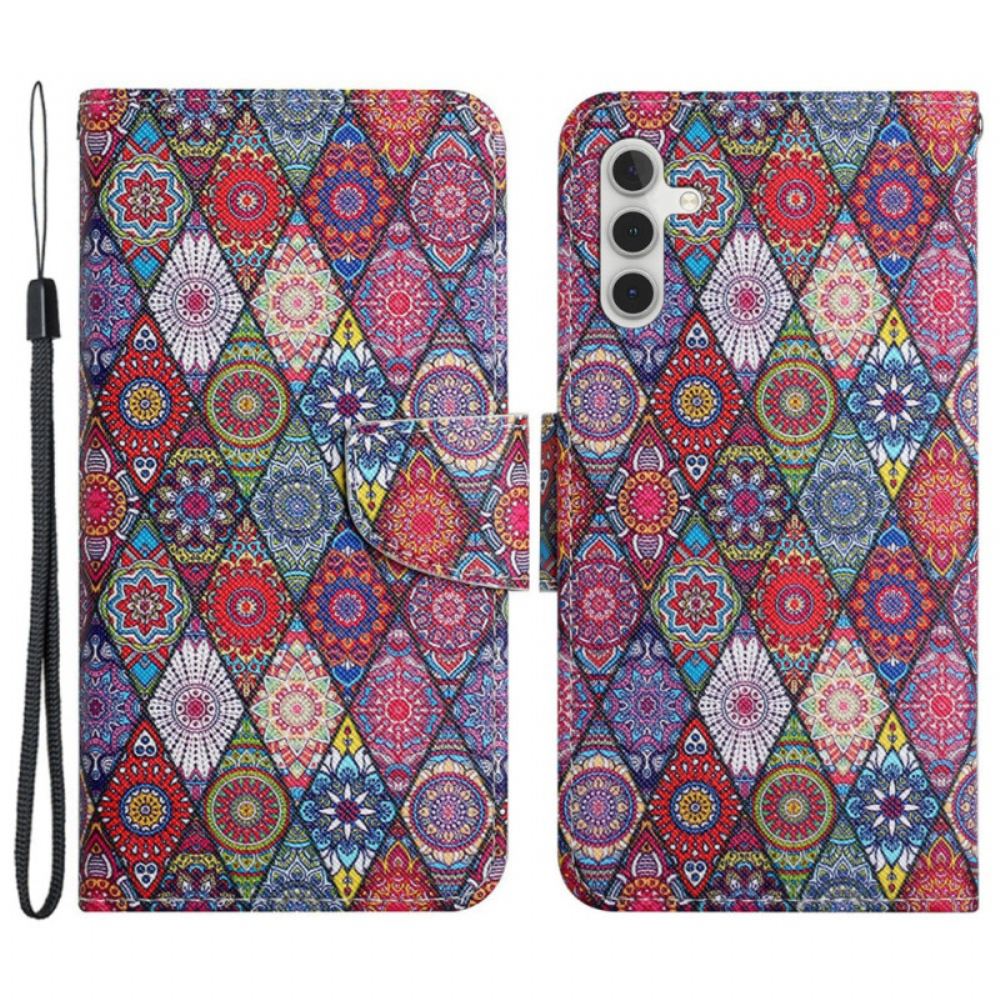 Peněženková Pouzdra Samsung Galaxy A15 5g Patchwork S Popruhem
