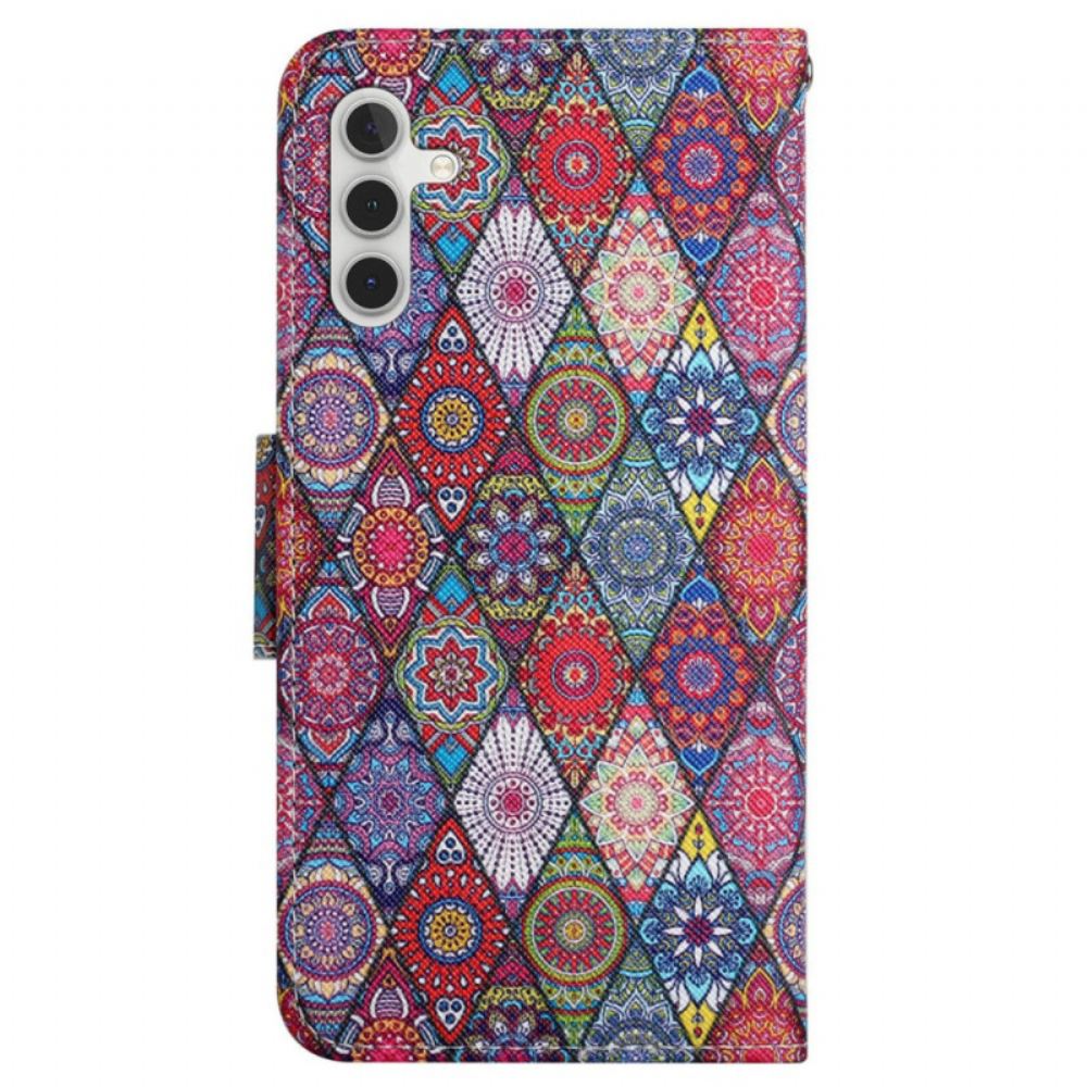 Peněženková Pouzdra Samsung Galaxy A15 5g Patchwork S Popruhem