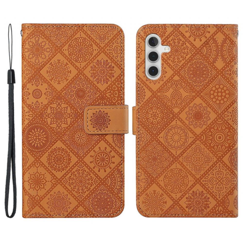 Peněženková Pouzdra Samsung Galaxy A15 5g Patchworkové Mandaly S Popruhem