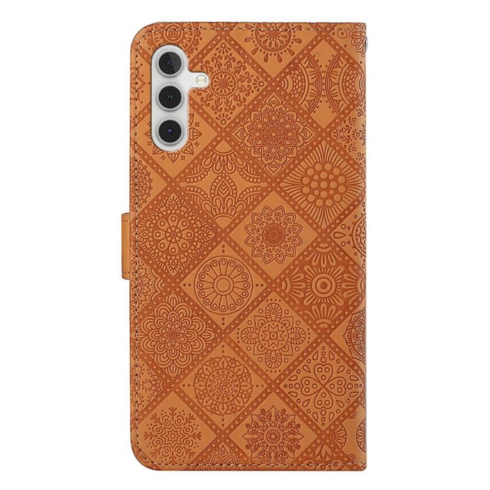 Peněženková Pouzdra Samsung Galaxy A15 5g Patchworkové Mandaly S Popruhem