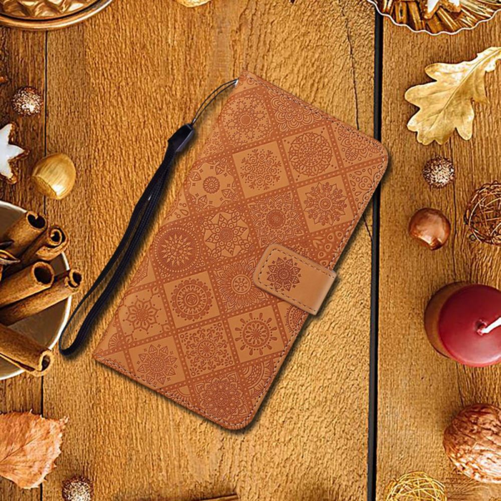 Peněženková Pouzdra Samsung Galaxy A15 5g Patchworkové Mandaly S Popruhem