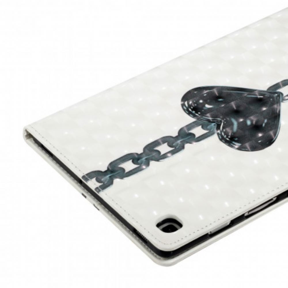 Kožené Pouzdro Na Samsung Galaxy Tab A7 Připoutané Srdce