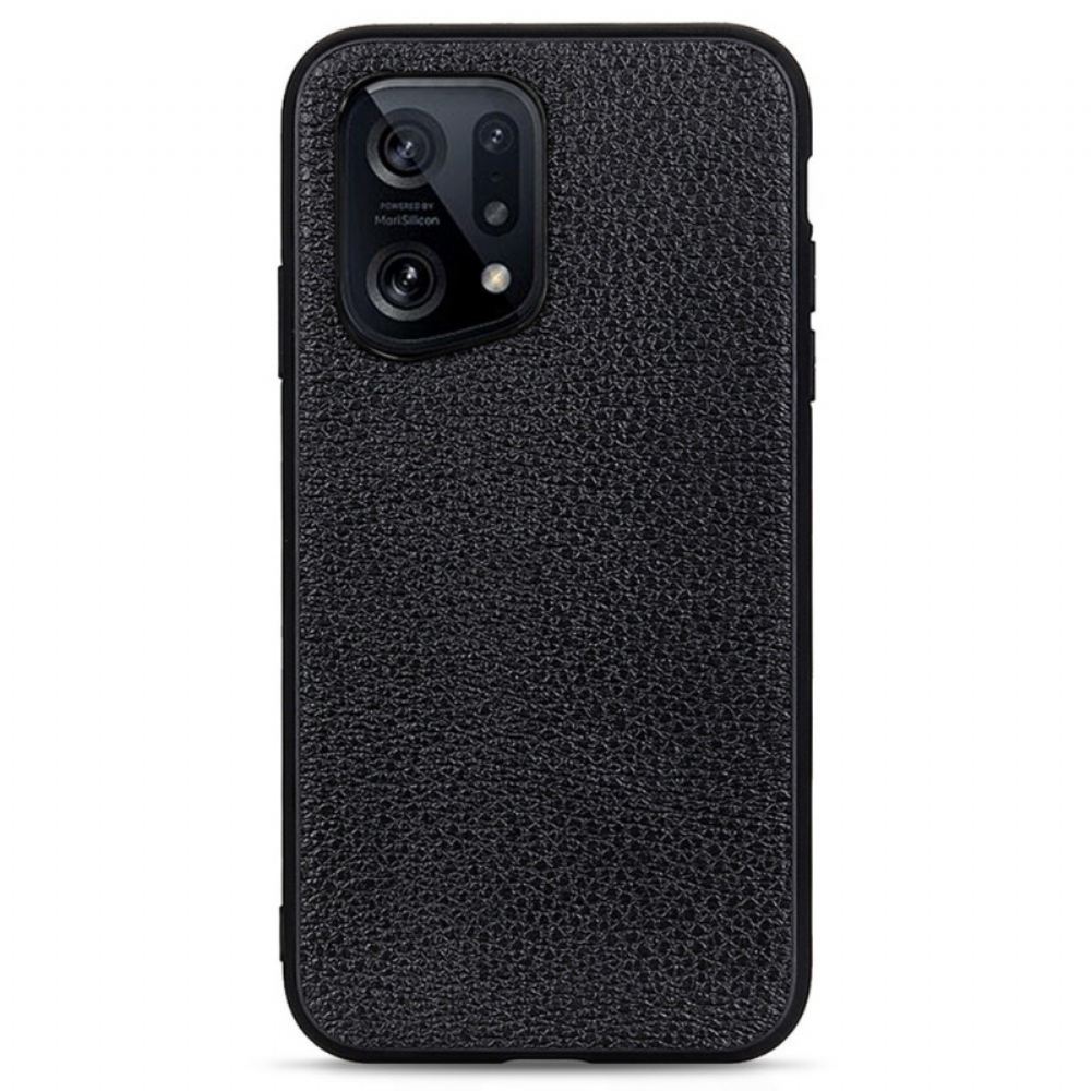 Kryt Na Oppo Find X5 Pravá Kůže Litchi