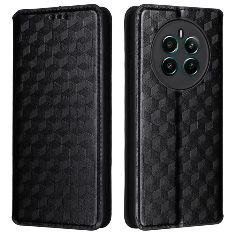 Kožené Pouzdro Folio Realme 12 Plus 5g 3d Kostky