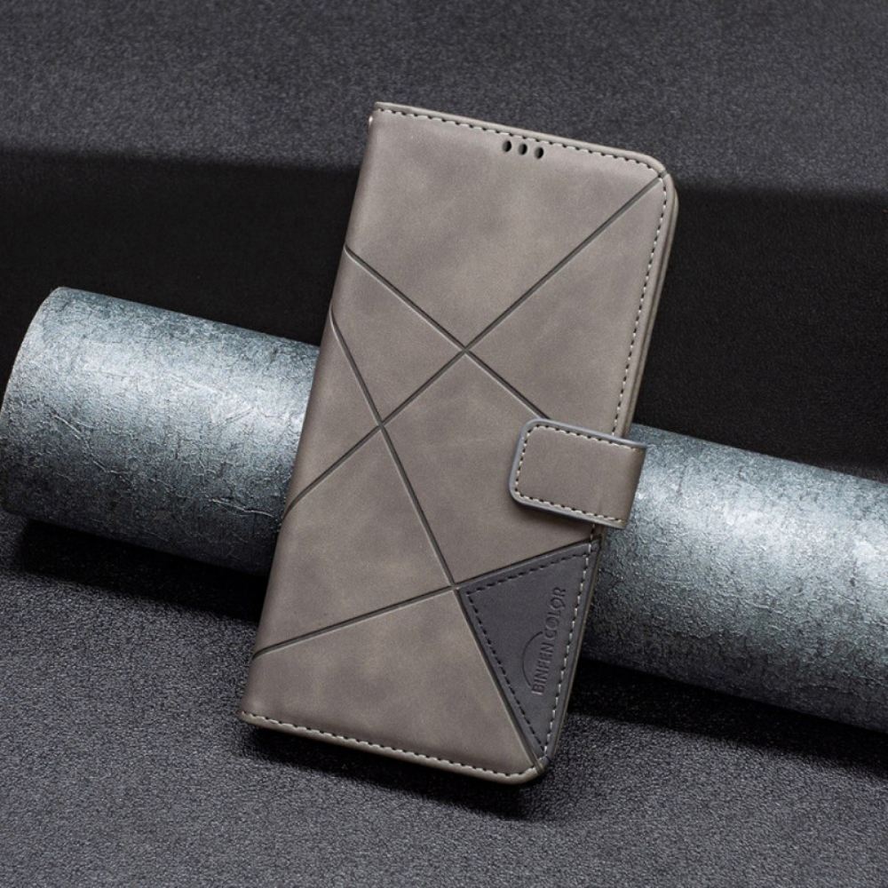Kožený Kryt Na Realme 12 Plus 5g Binfen Color Geometrický Vzor