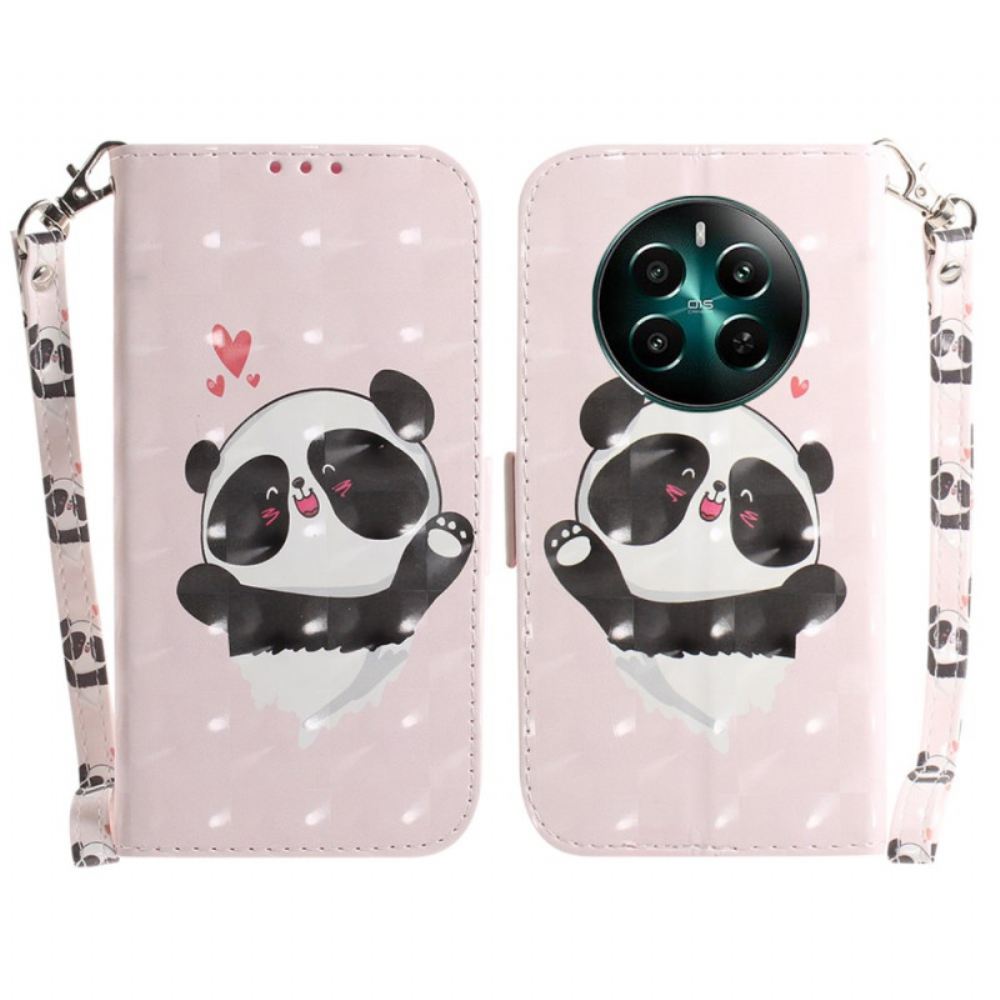 Kožený Kryt Realme 12 Plus 5g Panda Love With Strap