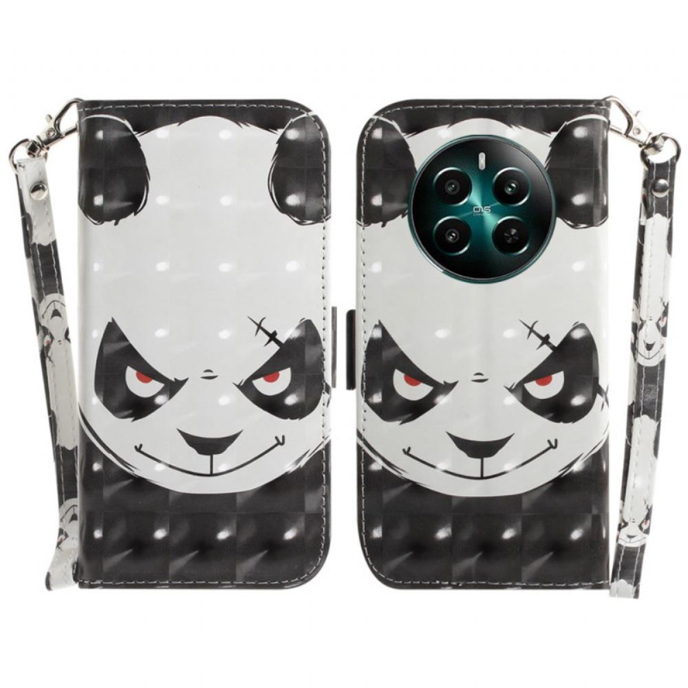 Peněženková Pouzdra Realme 12 Plus 5g Kryty Na Mobil Rozzlobená Panda S Popruhem