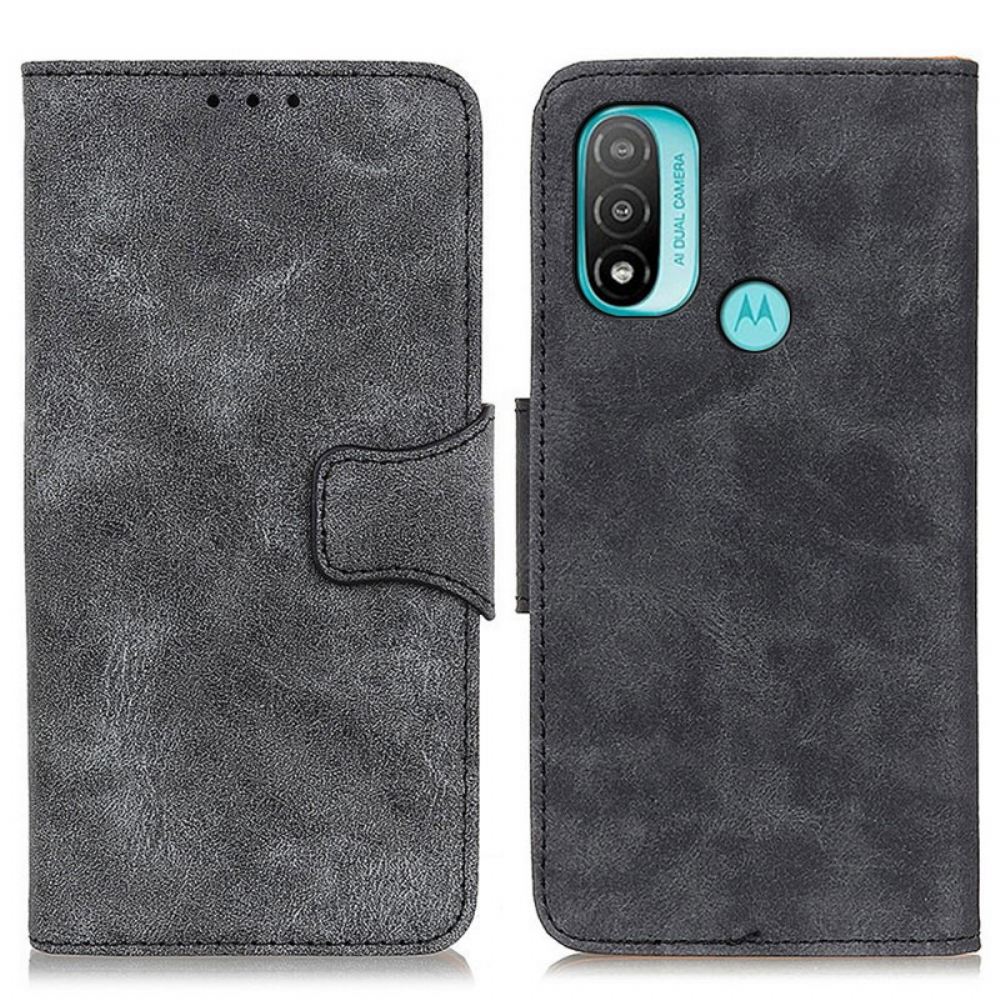 Flipové Pouzdro Na Moto E40 / E30 / E20 Kožené Pouzdro Vintage Oboustranná Magnetická Klapka