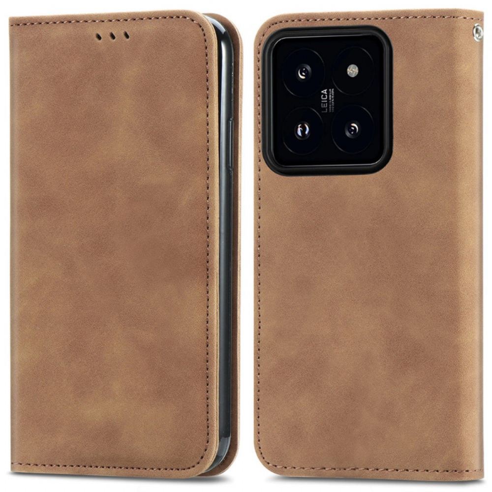 Kožené Pouzdro Xiaomi 14t Kryty Na Mobil Semišový Styl