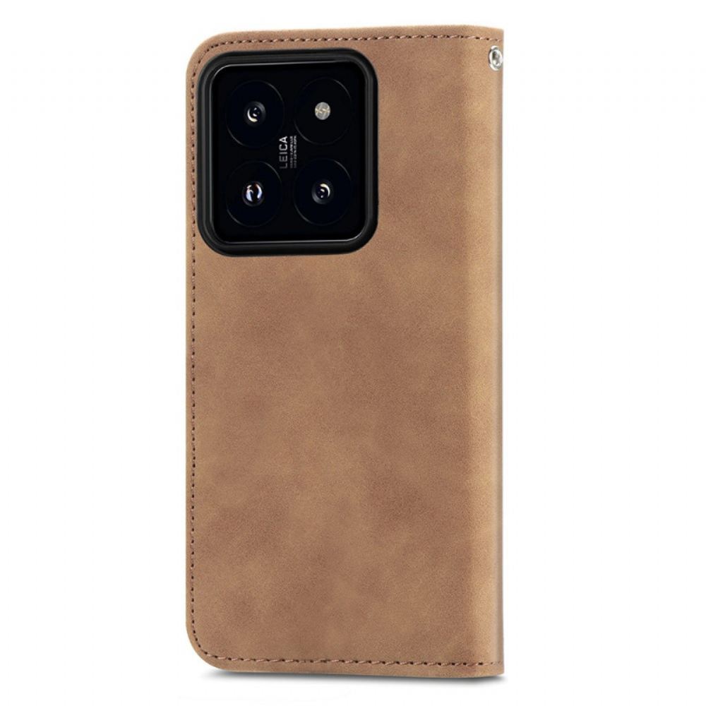 Kožené Pouzdro Xiaomi 14t Kryty Na Mobil Semišový Styl
