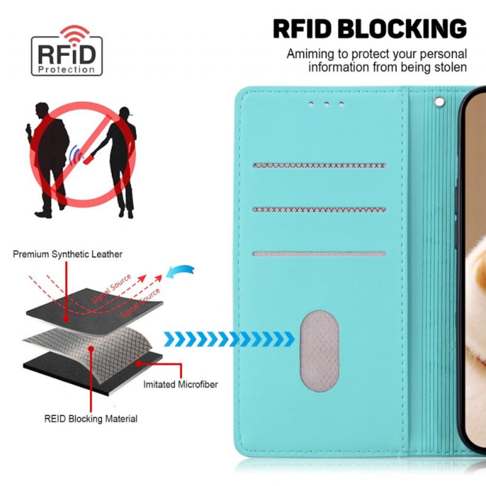 Kožený Kryt Xiaomi 14t Blokování Rfid Vzoru Kotěte