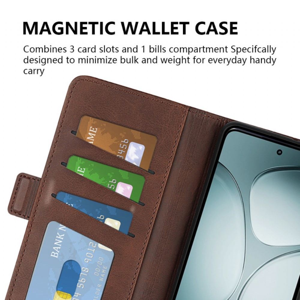 Kožený Kryt Xiaomi 14t Dvojité Zapínání