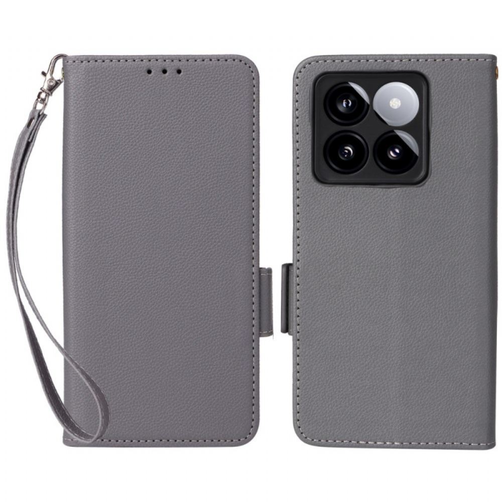 Kožený Kryt Xiaomi 14t Jemnost S Popruhem