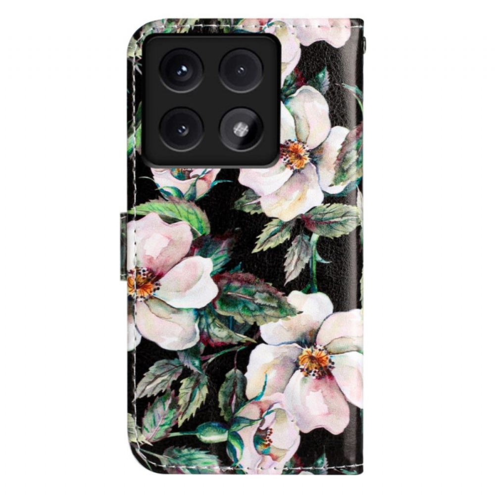 Kožený Kryt Xiaomi 14t Pruhované Magnólie