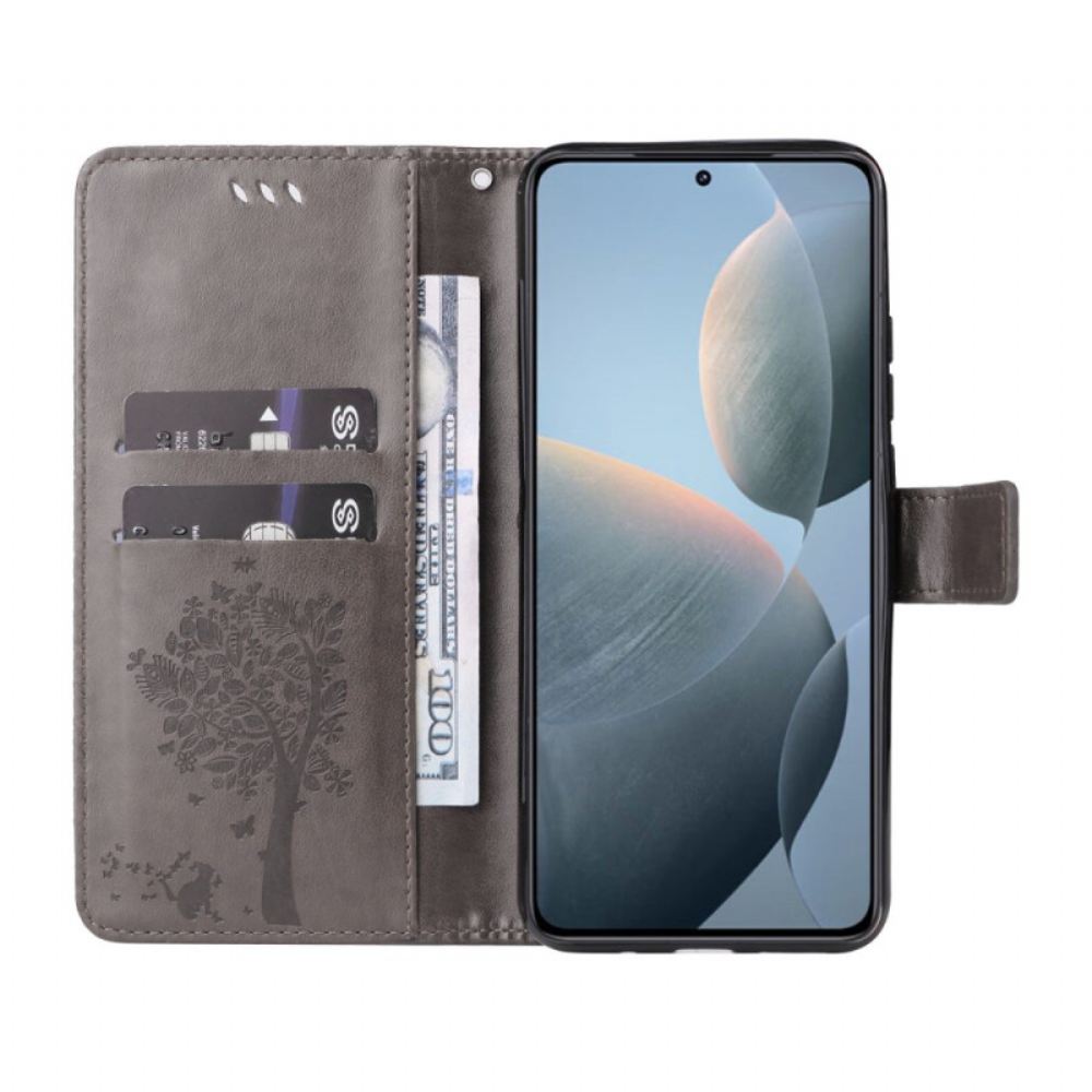 Peněženková Pouzdra Xiaomi 14t Kryty Na Mobil Kočka A Strom