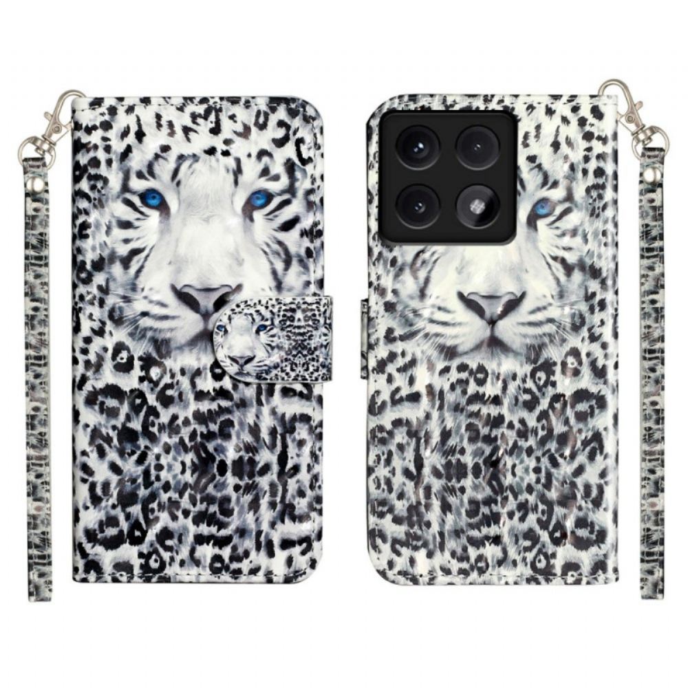 Peněženková Pouzdra Xiaomi 14t Kryty Na Mobil Leopardí Popruh