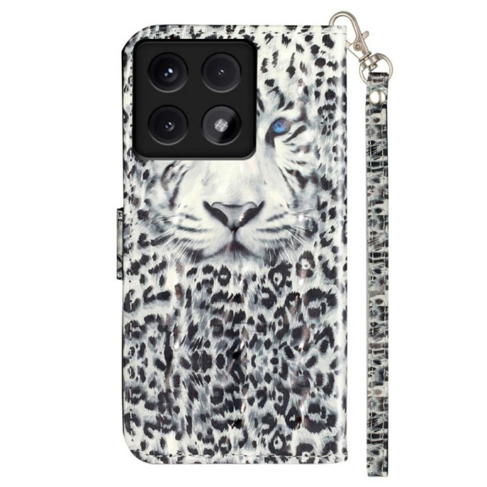 Peněženková Pouzdra Xiaomi 14t Kryty Na Mobil Leopardí Popruh