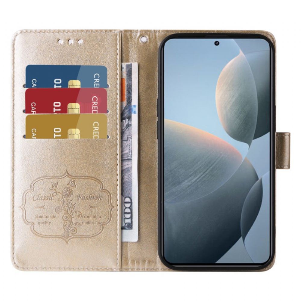 Peněženková Pouzdra Xiaomi 14t Květiny S Popruhem