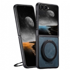 Kryt Na Samsung Galaxy Z Flip 7 Kompatibilní S Magsafe Kožený Efekt Držák Na Prsteny Suteni