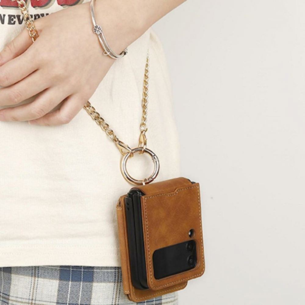 Kryt Na Samsung Galaxy Z Flip 7 Pouzdro Na Karty A Odnímatelný Řetízek