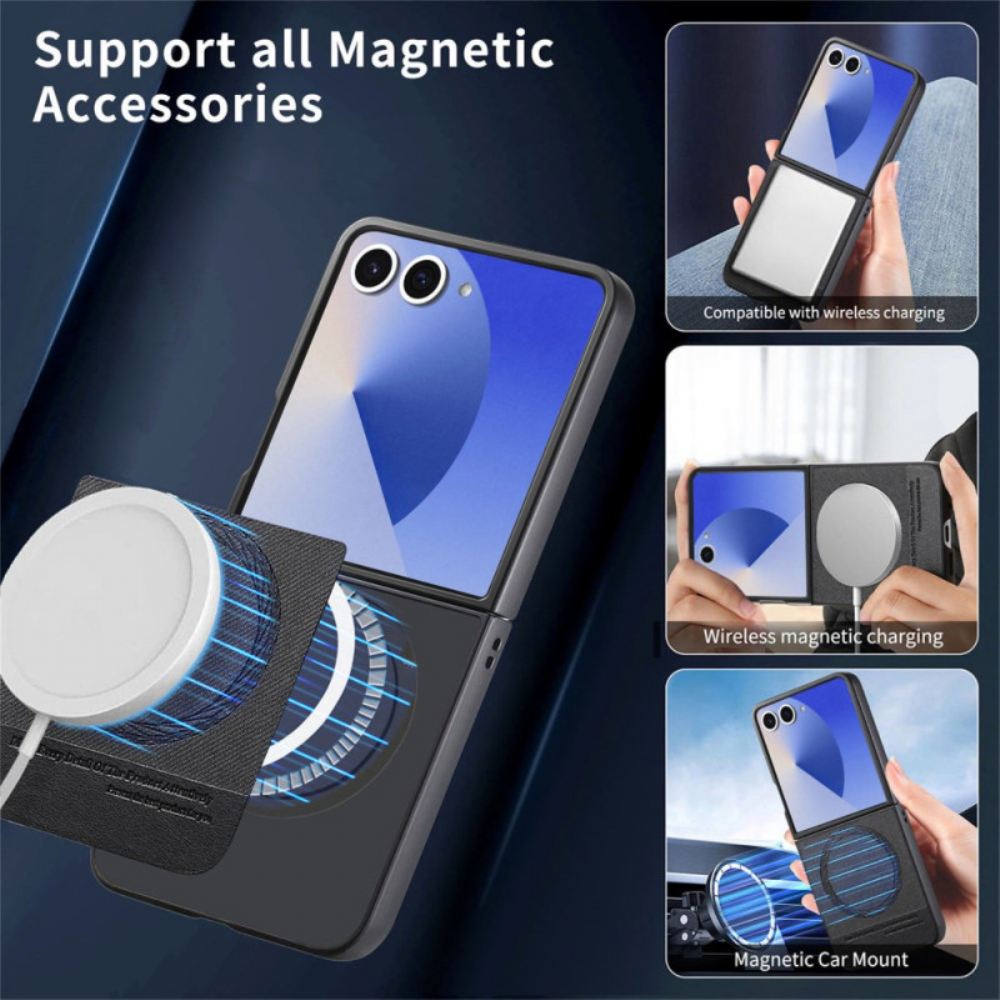 Kryt Samsung Galaxy Z Flip 7 Kompatibilní S Magsafe Denimová Texturovaná Kůže