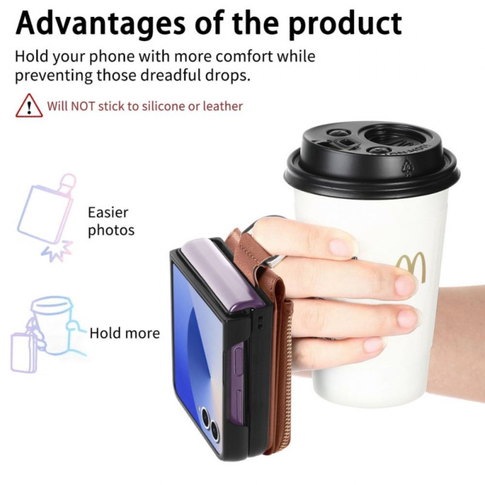 Kryt Samsung Galaxy Z Flip 7 Peněženka Na Mince A Držák Na Prsteny