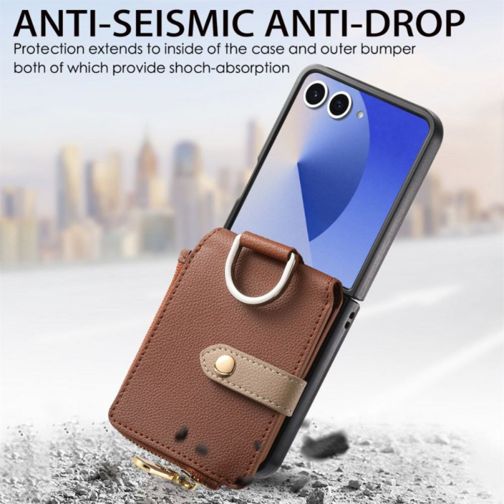 Kryt Samsung Galaxy Z Flip 7 Peněženka Na Mince A Držák Na Prsteny