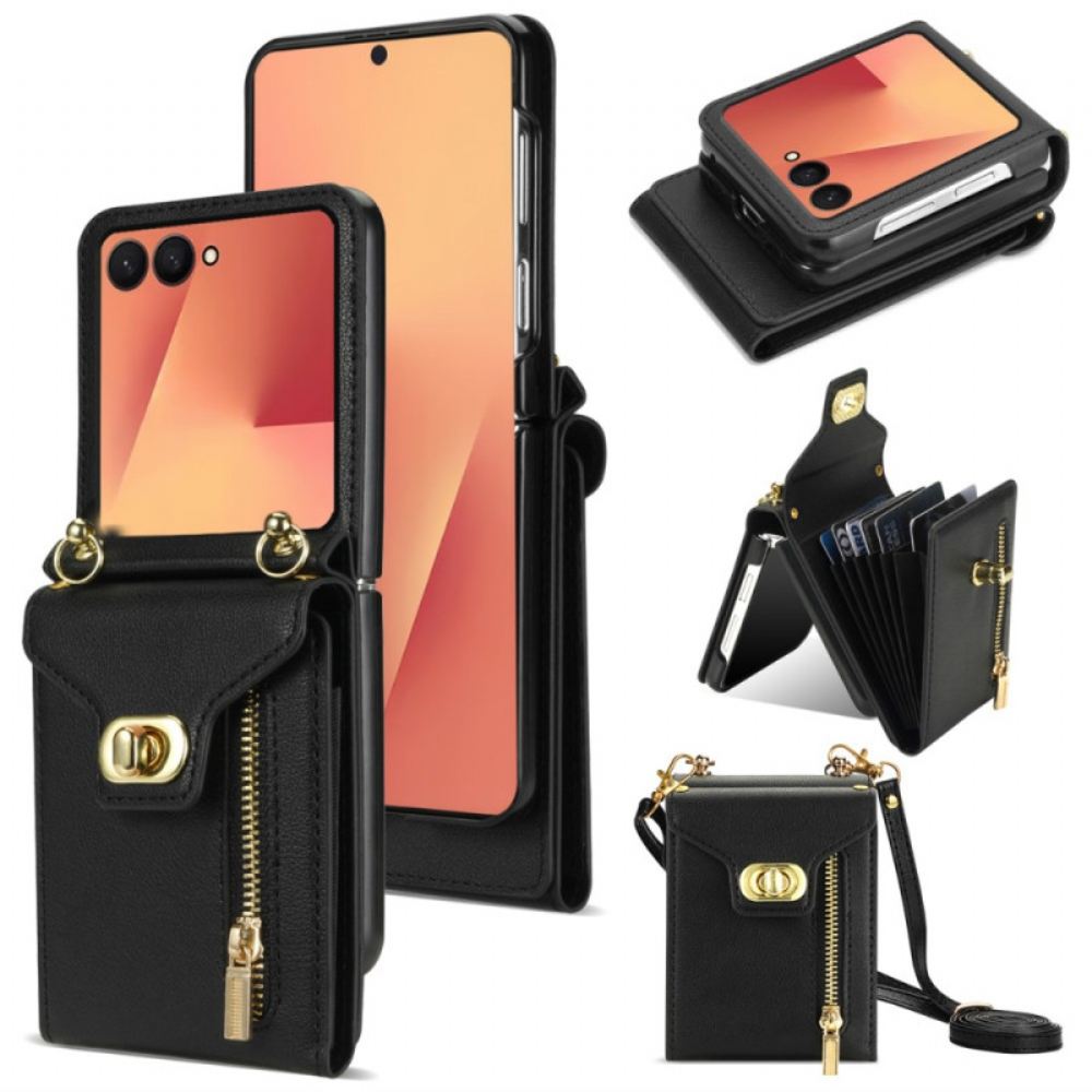 Kryt Samsung Galaxy Z Flip 7 Peněženka Na Zip A Ramenní Popruh