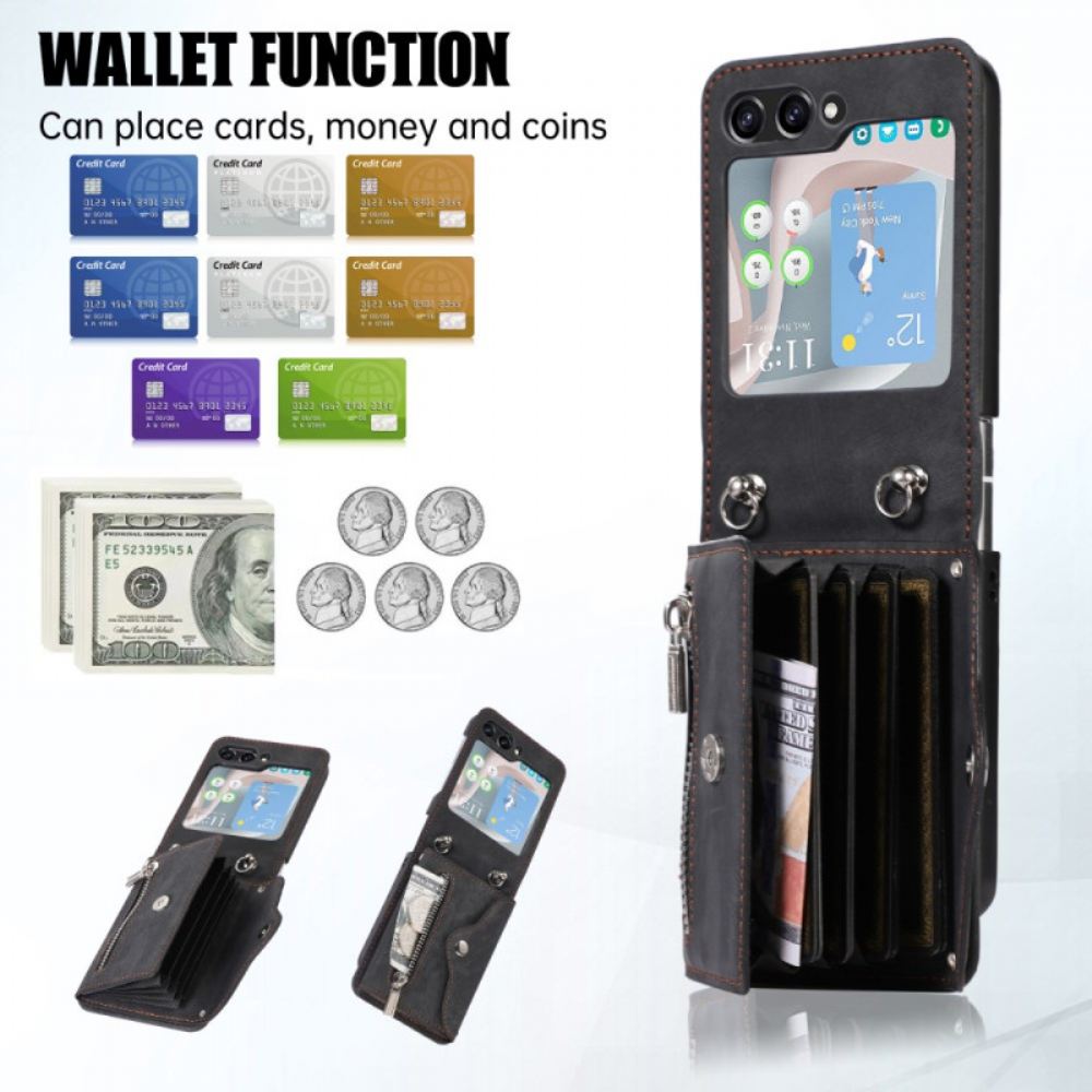 Kryt Samsung Galaxy Z Flip 7 Peněženka Se Šňůrkou Na Krk A Ramenním Popruhem