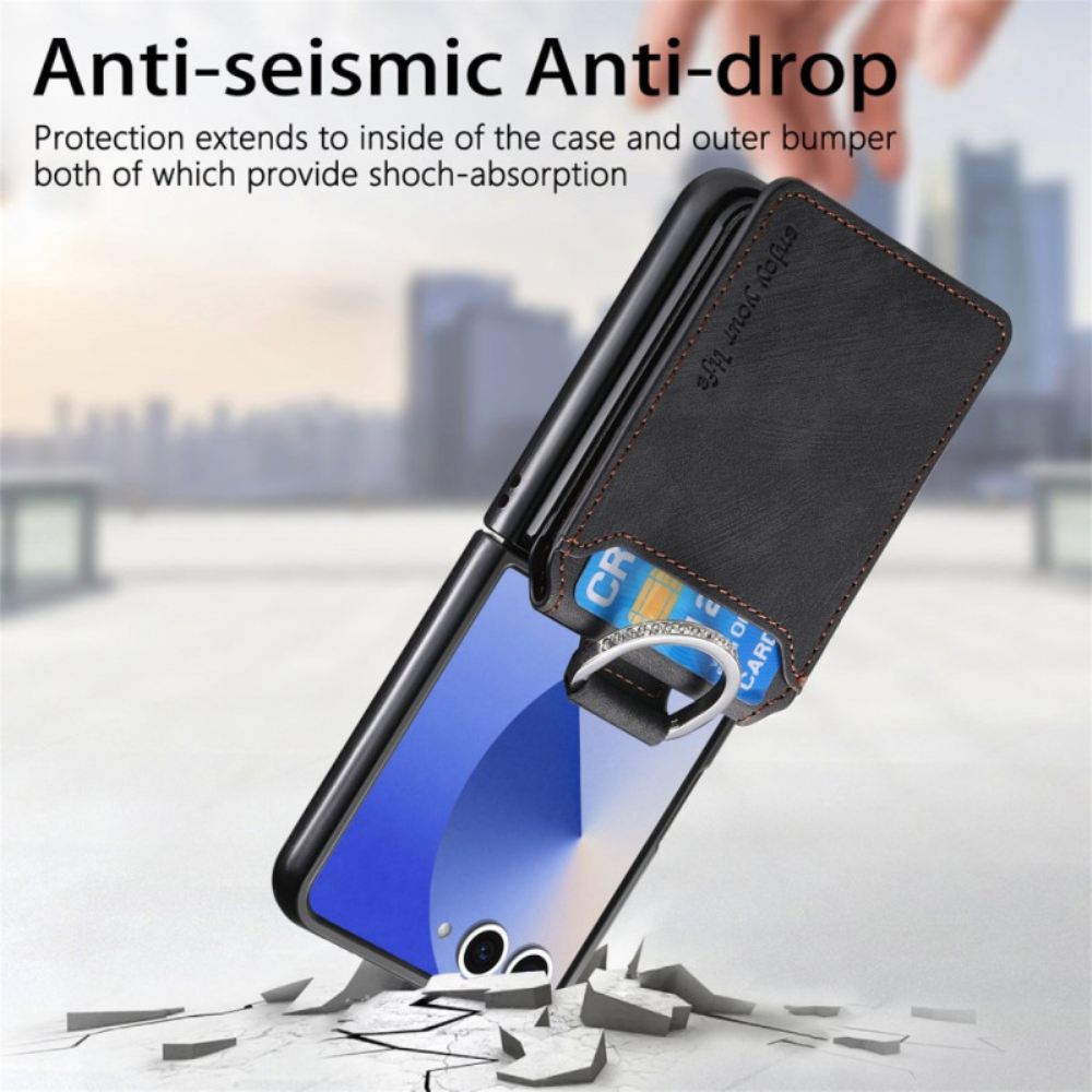 Kryt Samsung Galaxy Z Flip 7 Pouzdro Na Karty A Držák S Vintage Efektem