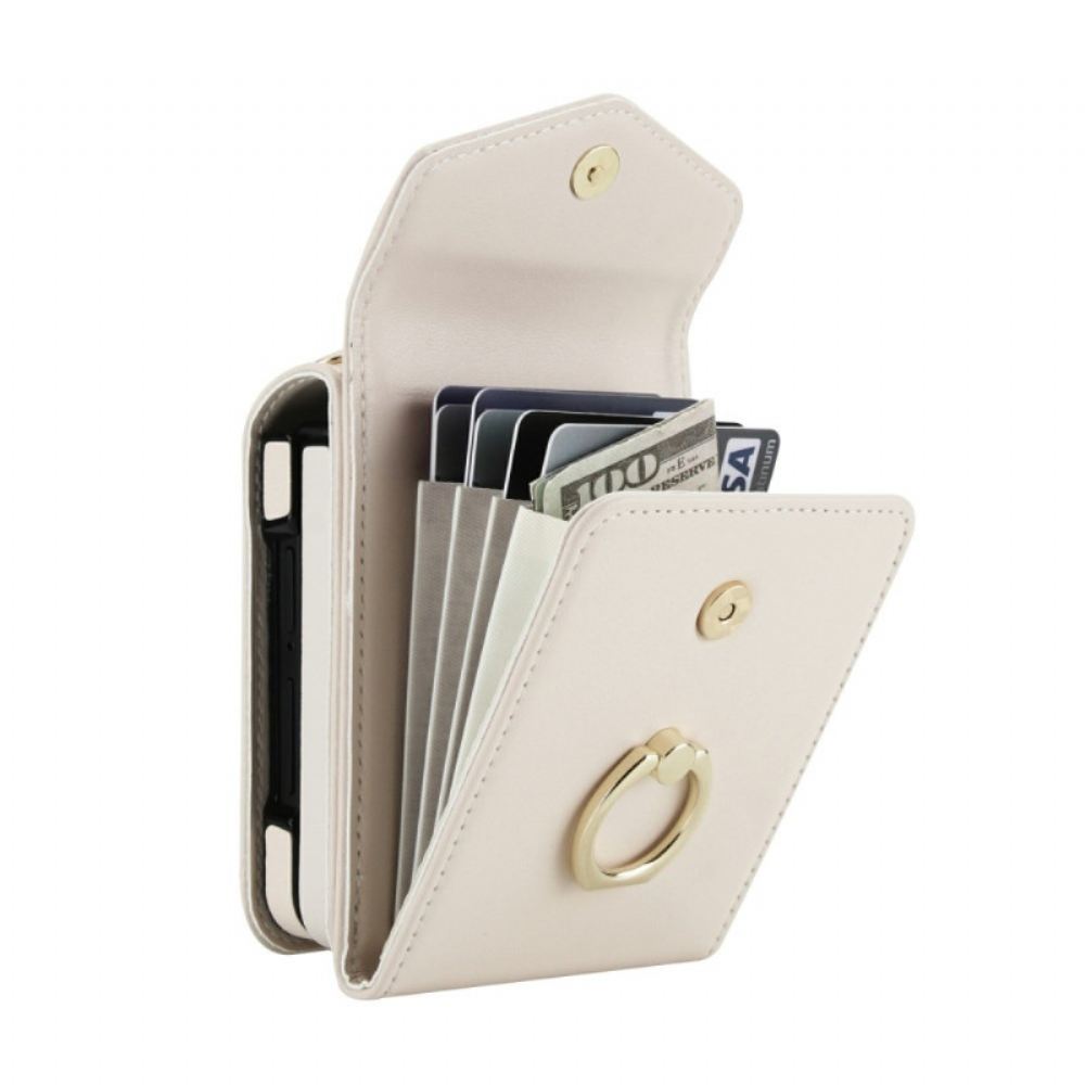 Kryt Samsung Galaxy Z Flip 7 Prošívaná Peněženka A Řemínek