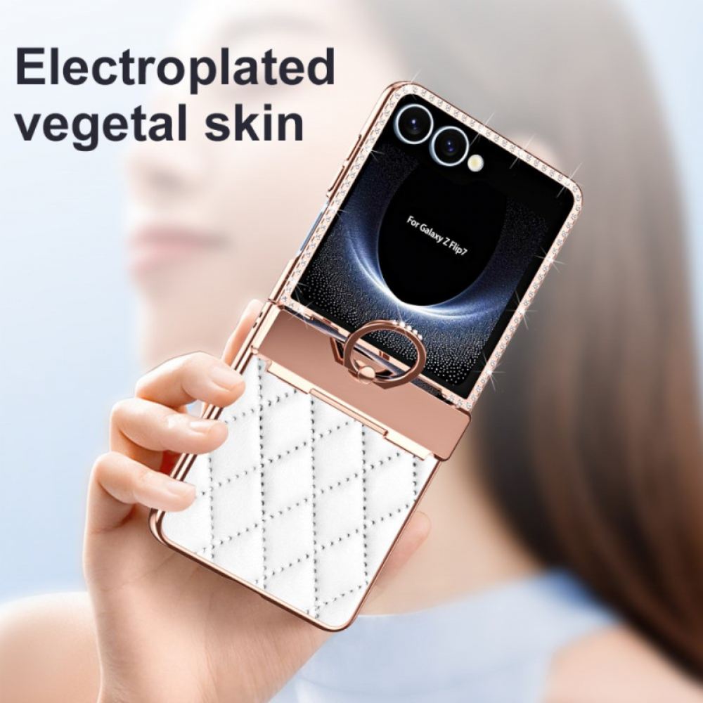 Kryt Samsung Galaxy Z Flip 7 Stojan Na Prsteny A Dekorace S Kamínky